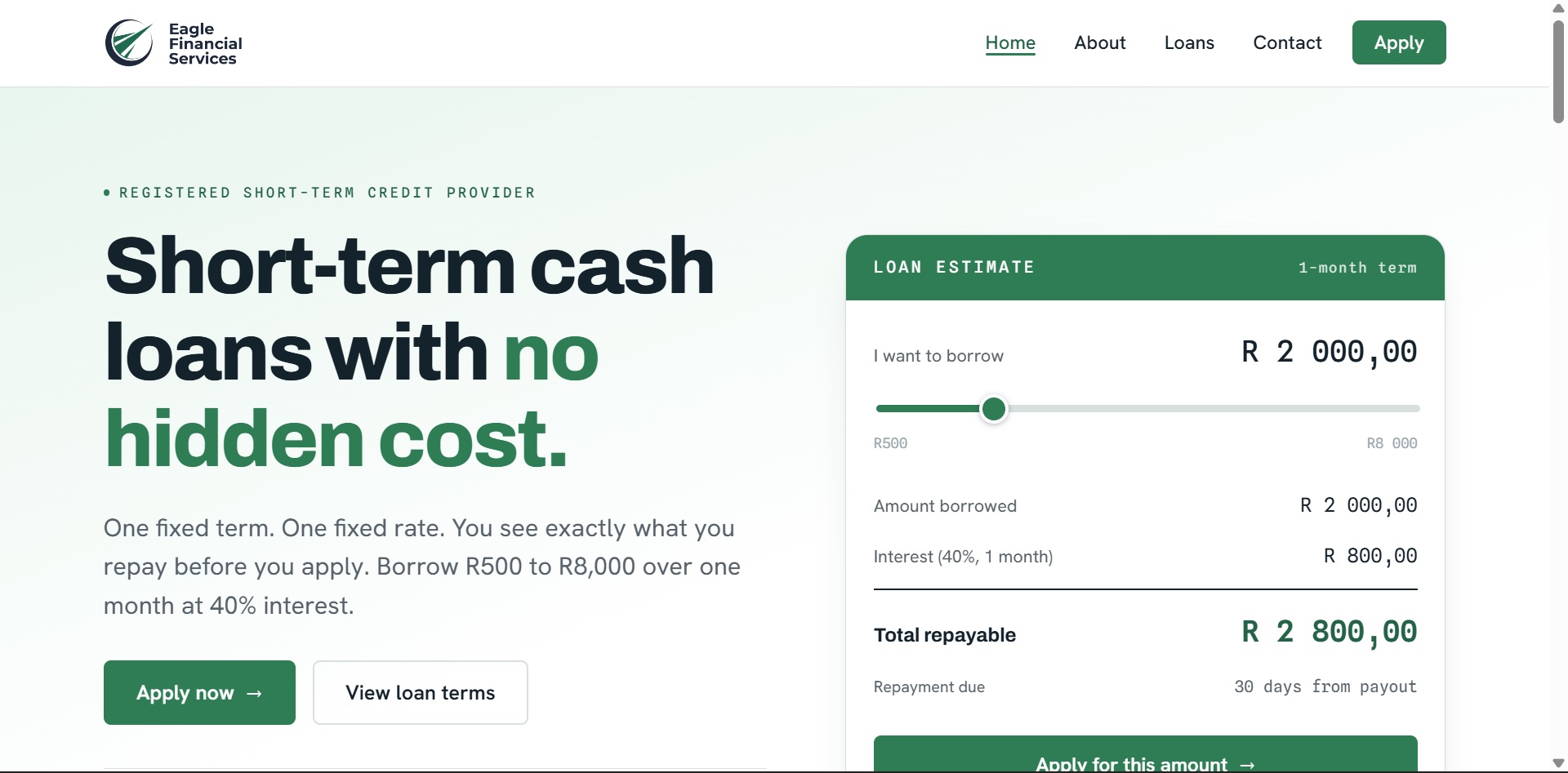 Eagle Financial Services website screenshot